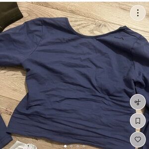 Edikted Dark Blue Long Sleeve Crop Top